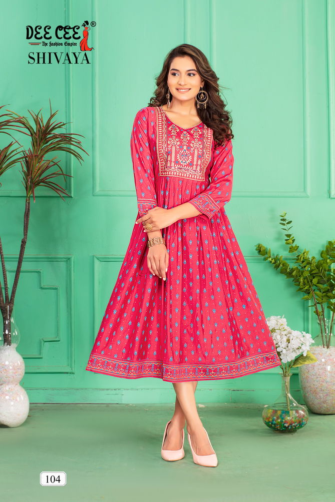 Shivaya By Deecee Chanderi Plain Flared Long Kurtis Wholesale Shop In Surat